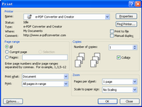 User interface for PDF Printer Converter